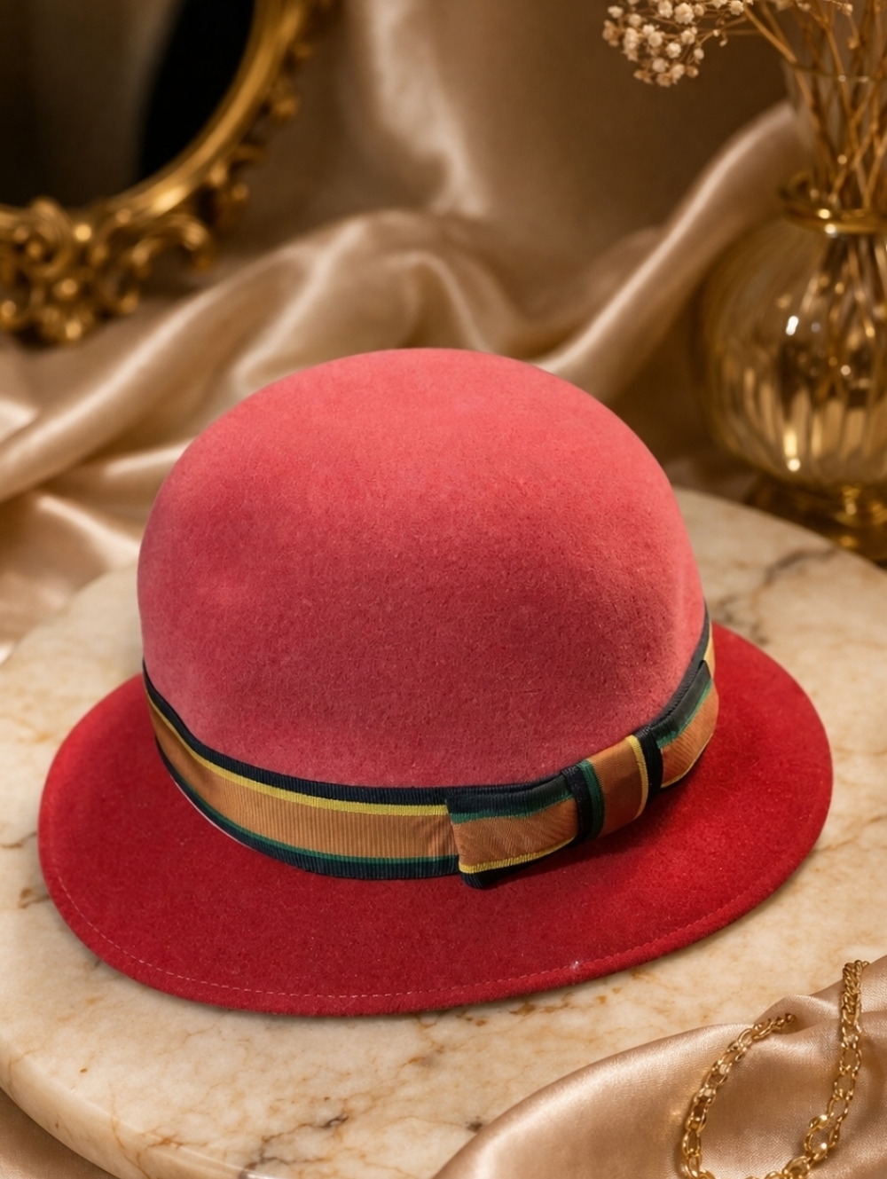 Vintage Frank’s Girl by FRANK OLIVE Red Wool Cloche Hat 1960s Style Sculpted